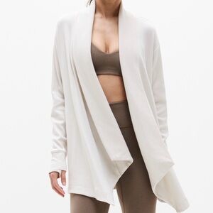 Athleta Pranayama Restore Rib Wrap Women's Soft Cream Long Cardigan To/Fro Small